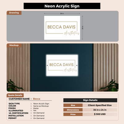 Business signage for Becca