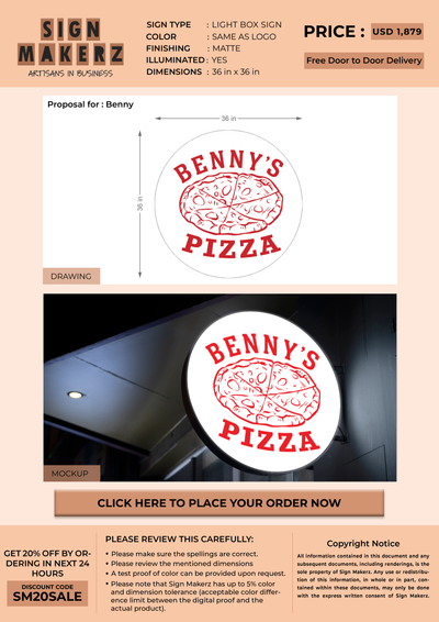 Light Box Sign for Benny