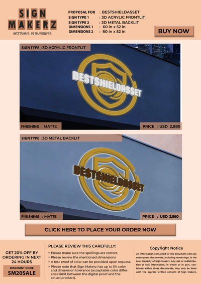 Business signage for Bestshieldasset