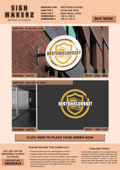 Business signage for Bestshieldasset