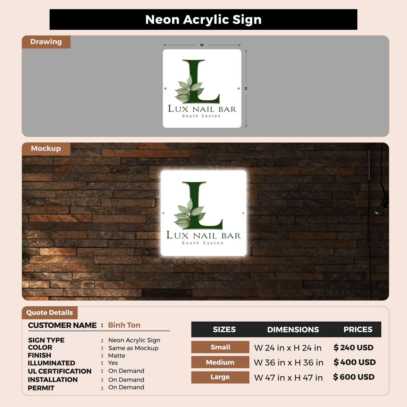 Custom Signs For Binh Ton