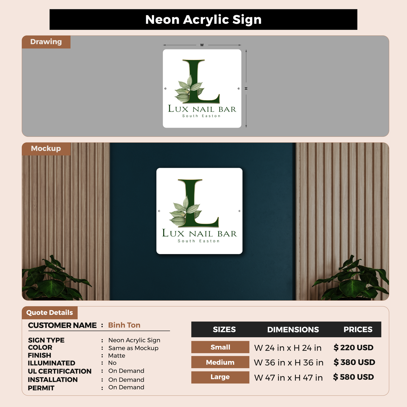 Custom Signs For Binh Ton