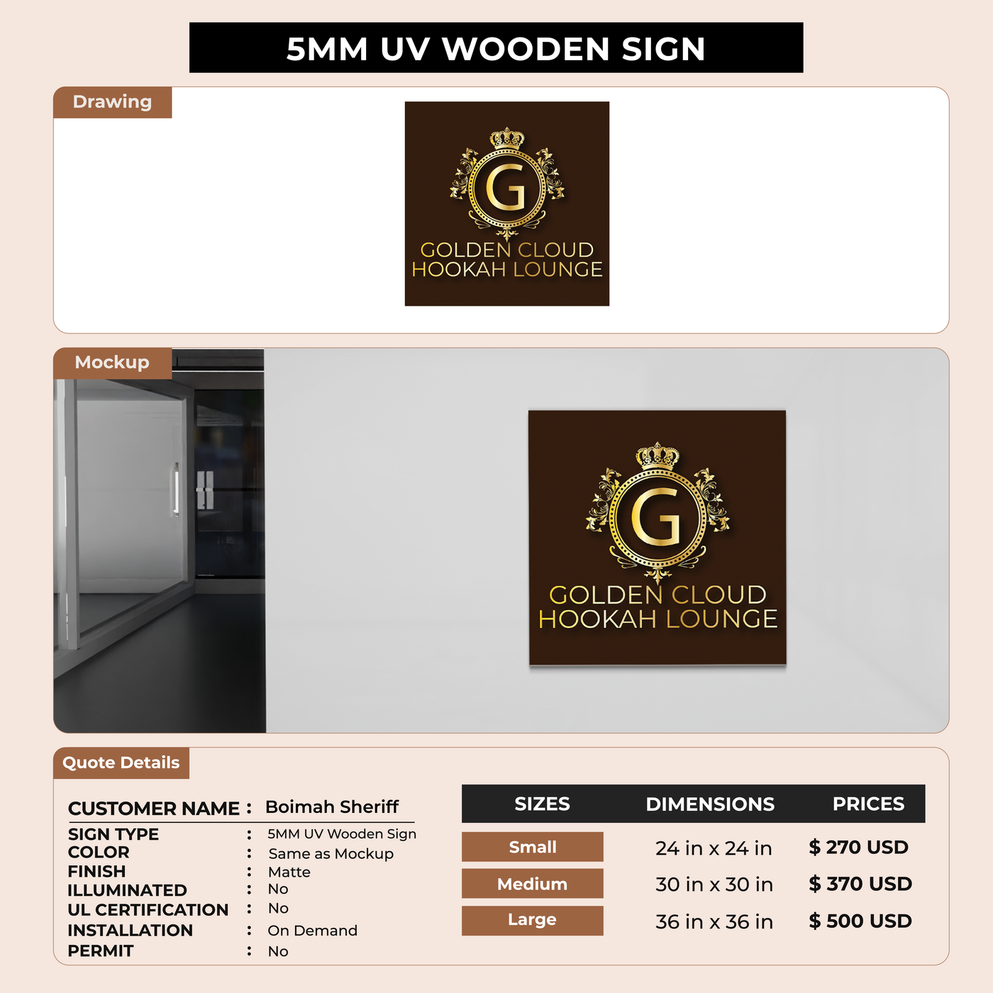 5mm UV Wooden Sign for Boimah Sheriff