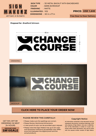 3d metal backlit with backboard for Bradford Johnson