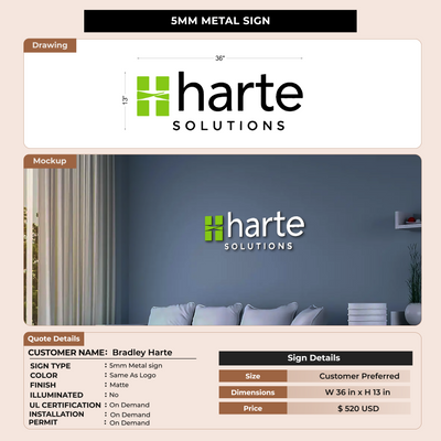 Custom Signs for Bradley Harte