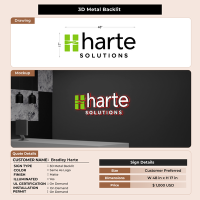 Custom Signs for Bradley Harte