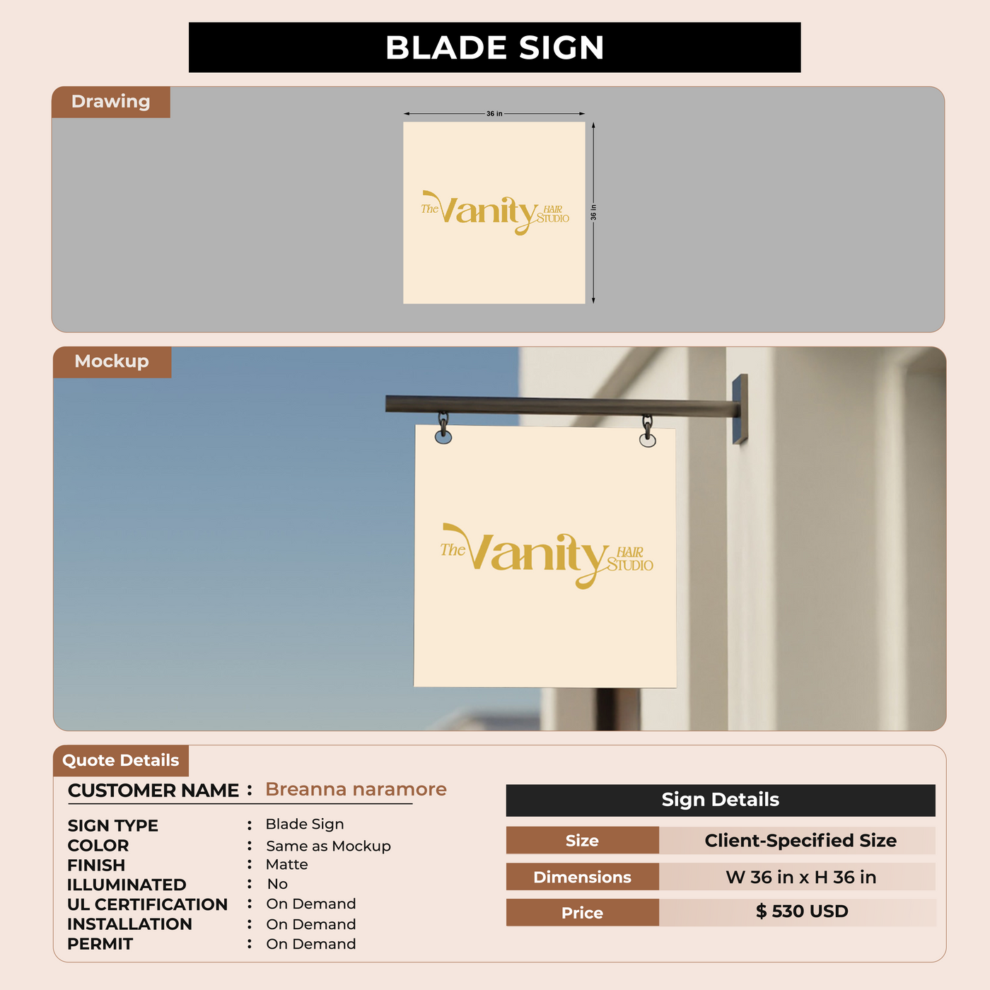 2D Blade Sign for Breanna naramore