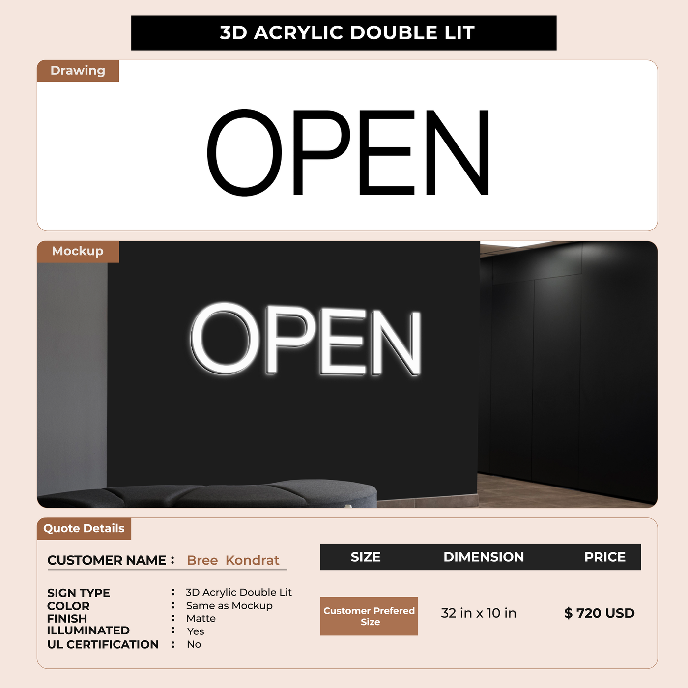 3d acrylic doublelit for Bree  Kondrat