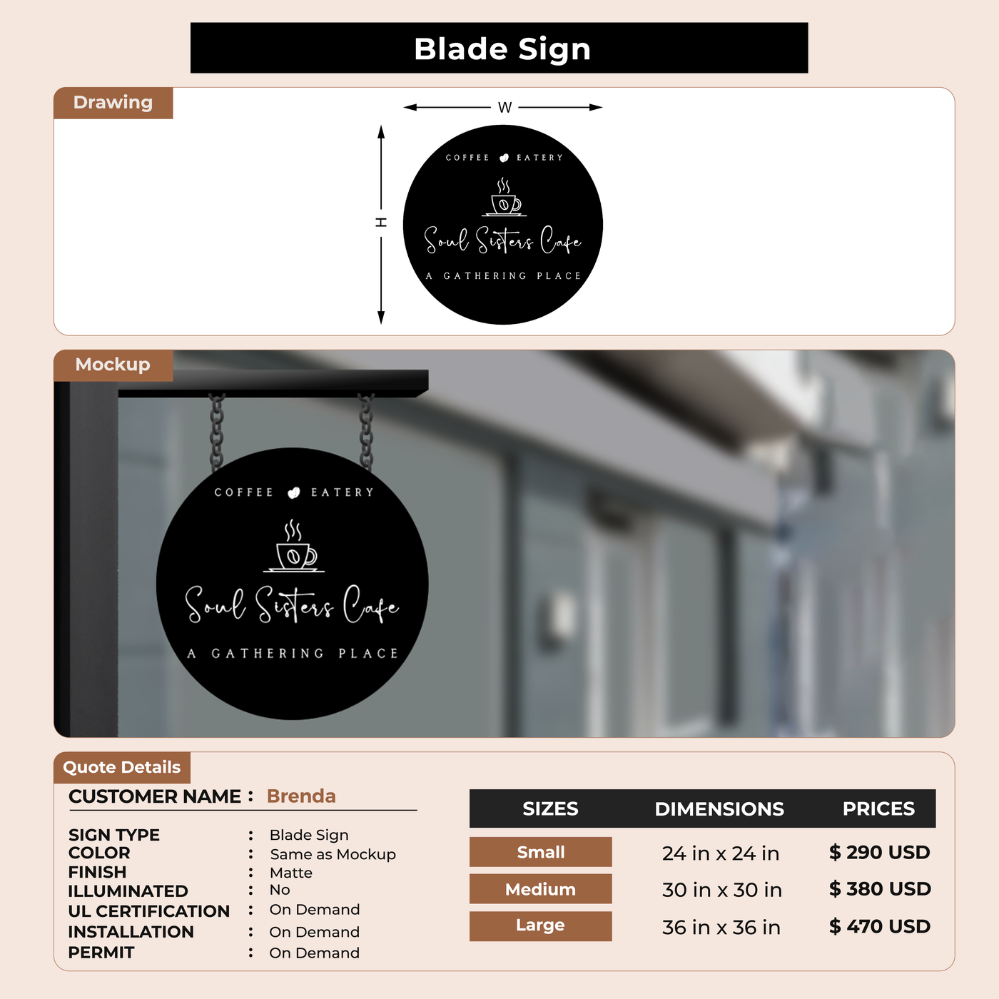 Business sign for Brenda