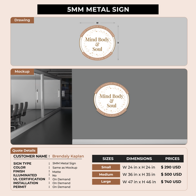 5mm metal sign for Brendaly Kaplan