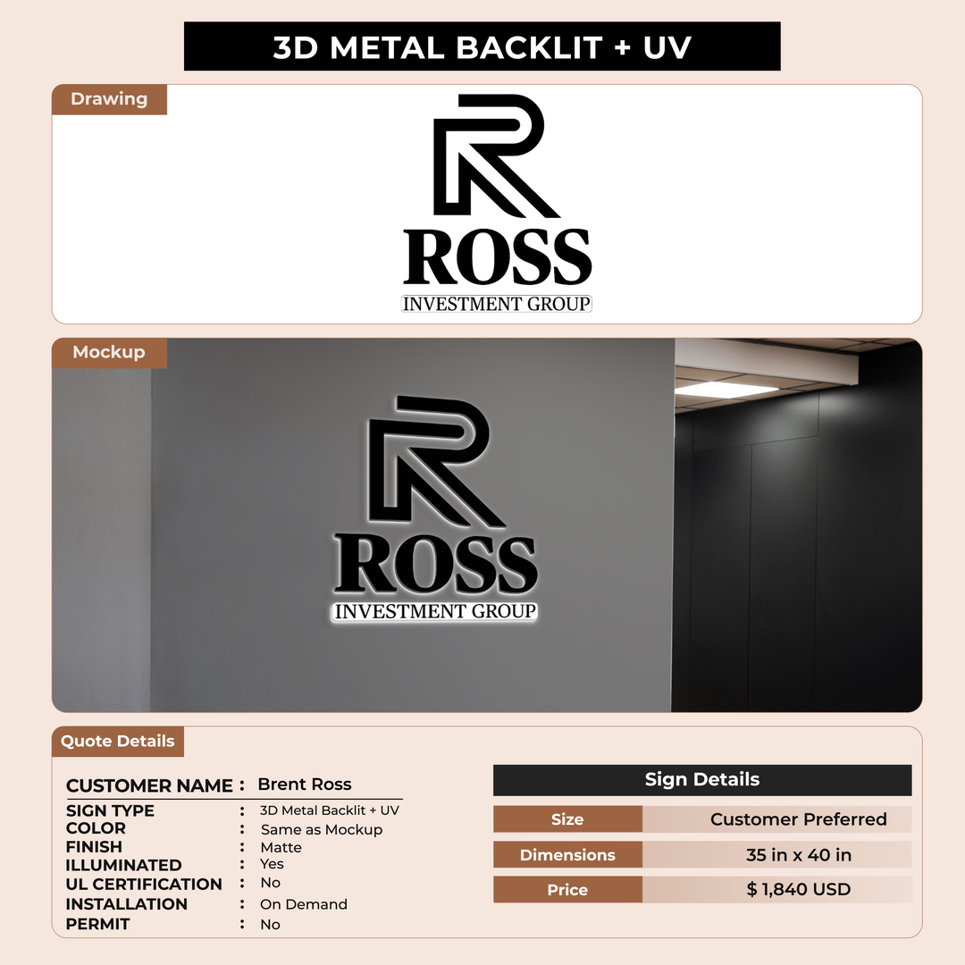 Business Singage for Brent Ross