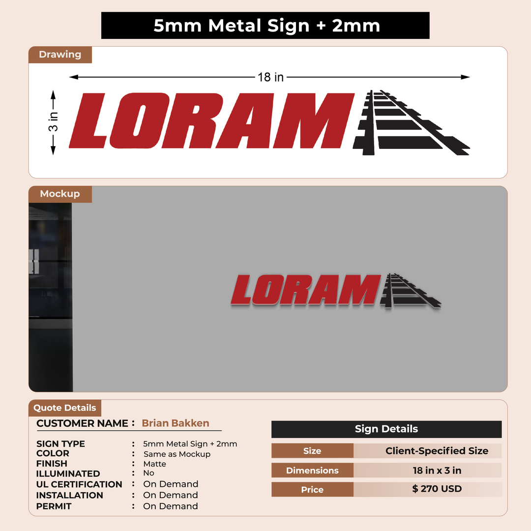 5mm metal sign + 2mm for Brian Bakken