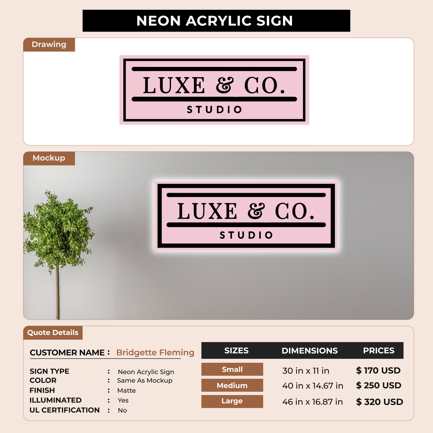 Business signage for Bridgette Fleming