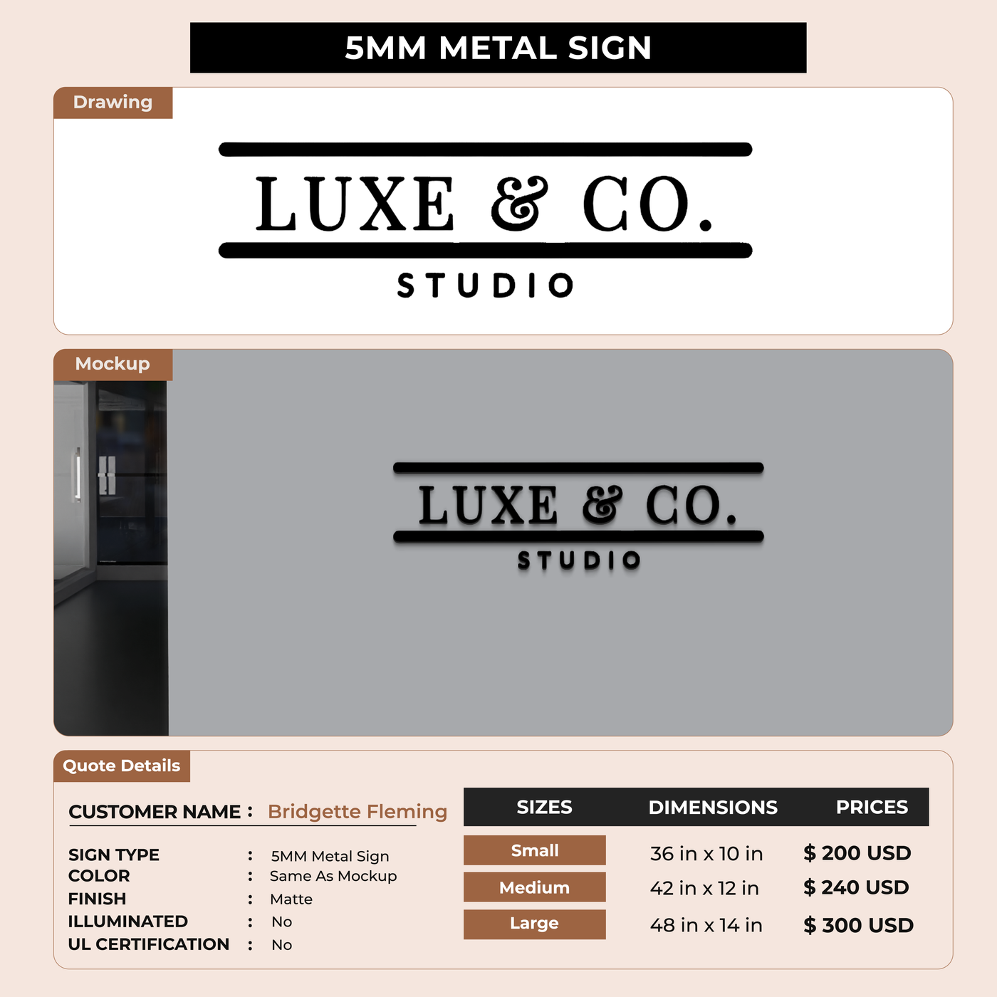 Business signage for Bridgette Fleming
