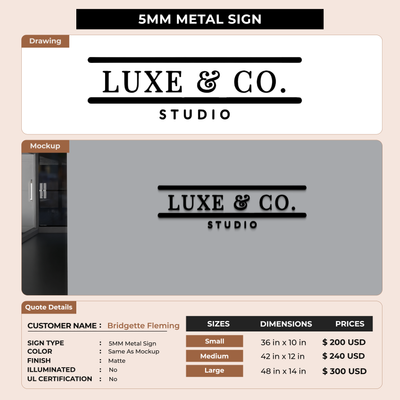 Business signage for Bridgette Fleming