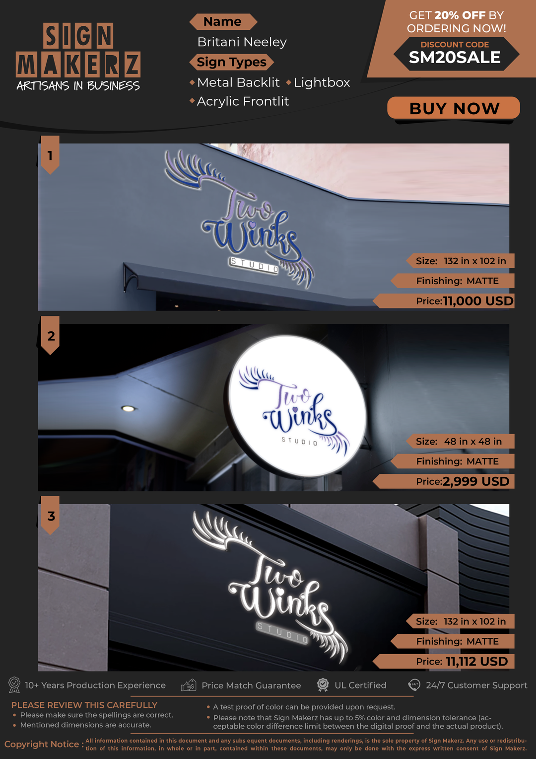 Business Signs for Britani Neeley