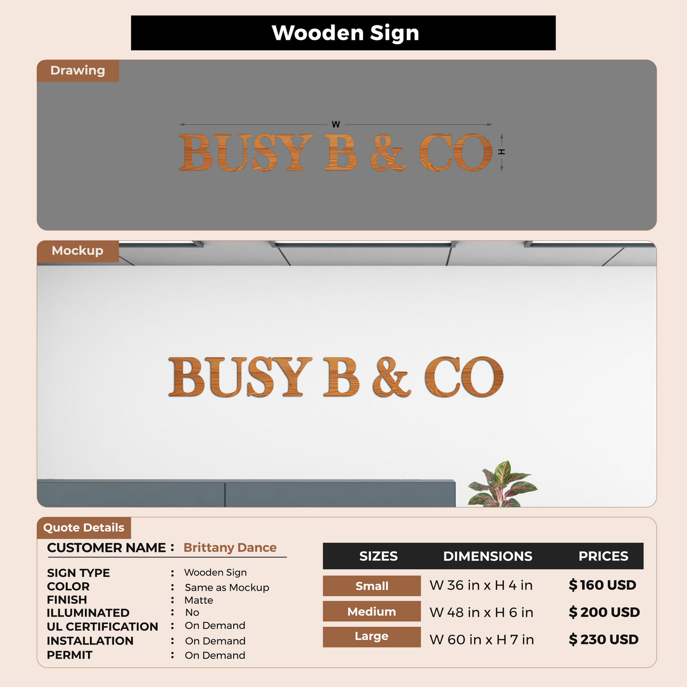 Wooden Sign For Brittany Dance