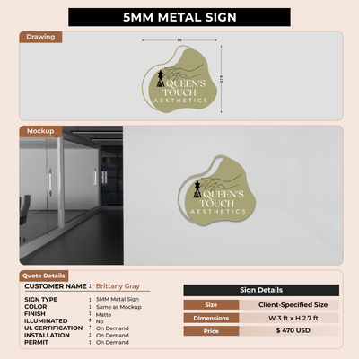 5mm metal sign for Brittany Gray
