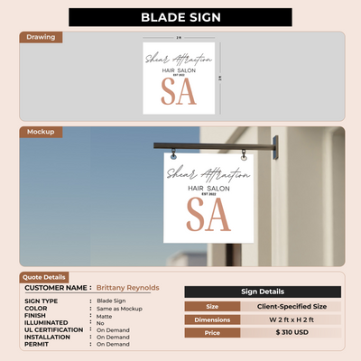 2D blade sign for Brittany Reynolds