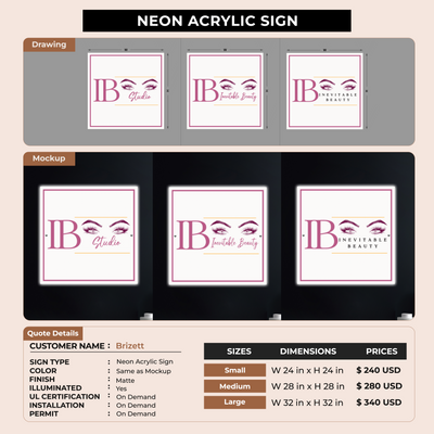 Neon Acrylic sign for Brizett