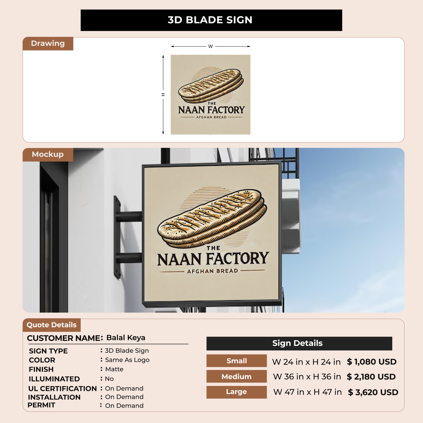 Custom Signs for Balal Keya