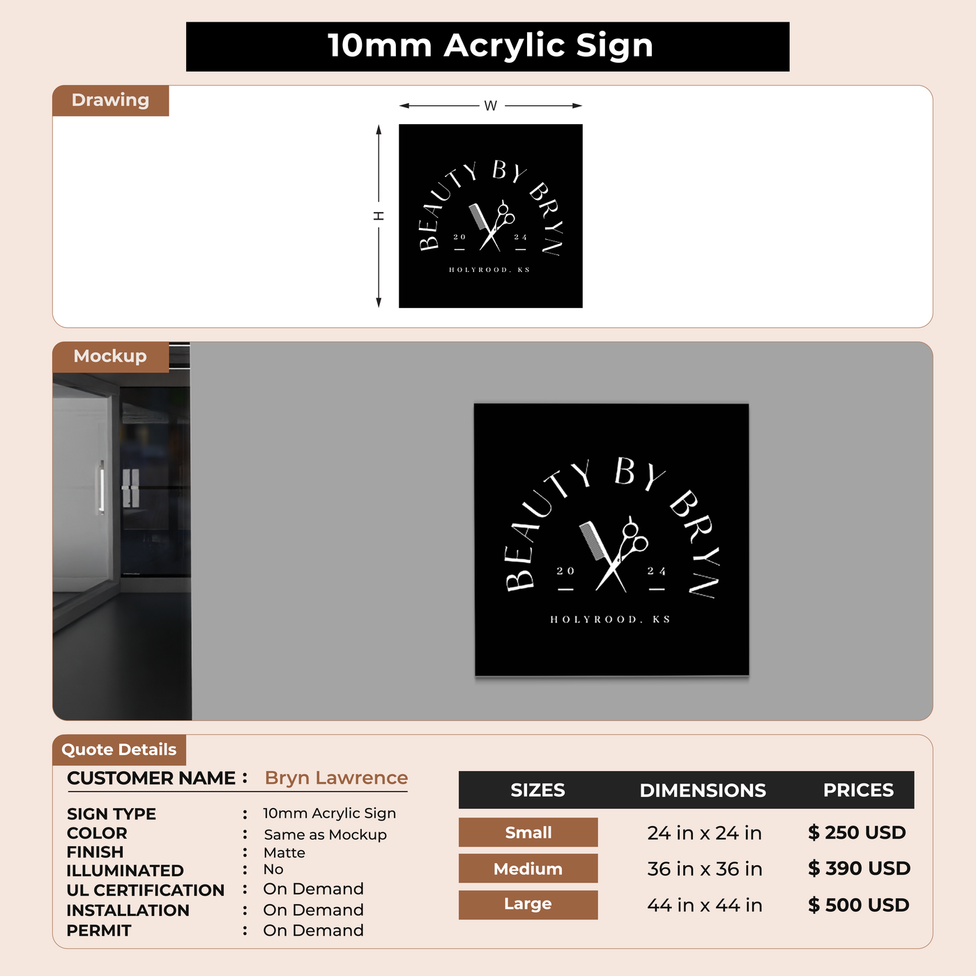 Business signage for Bryn Lawrence