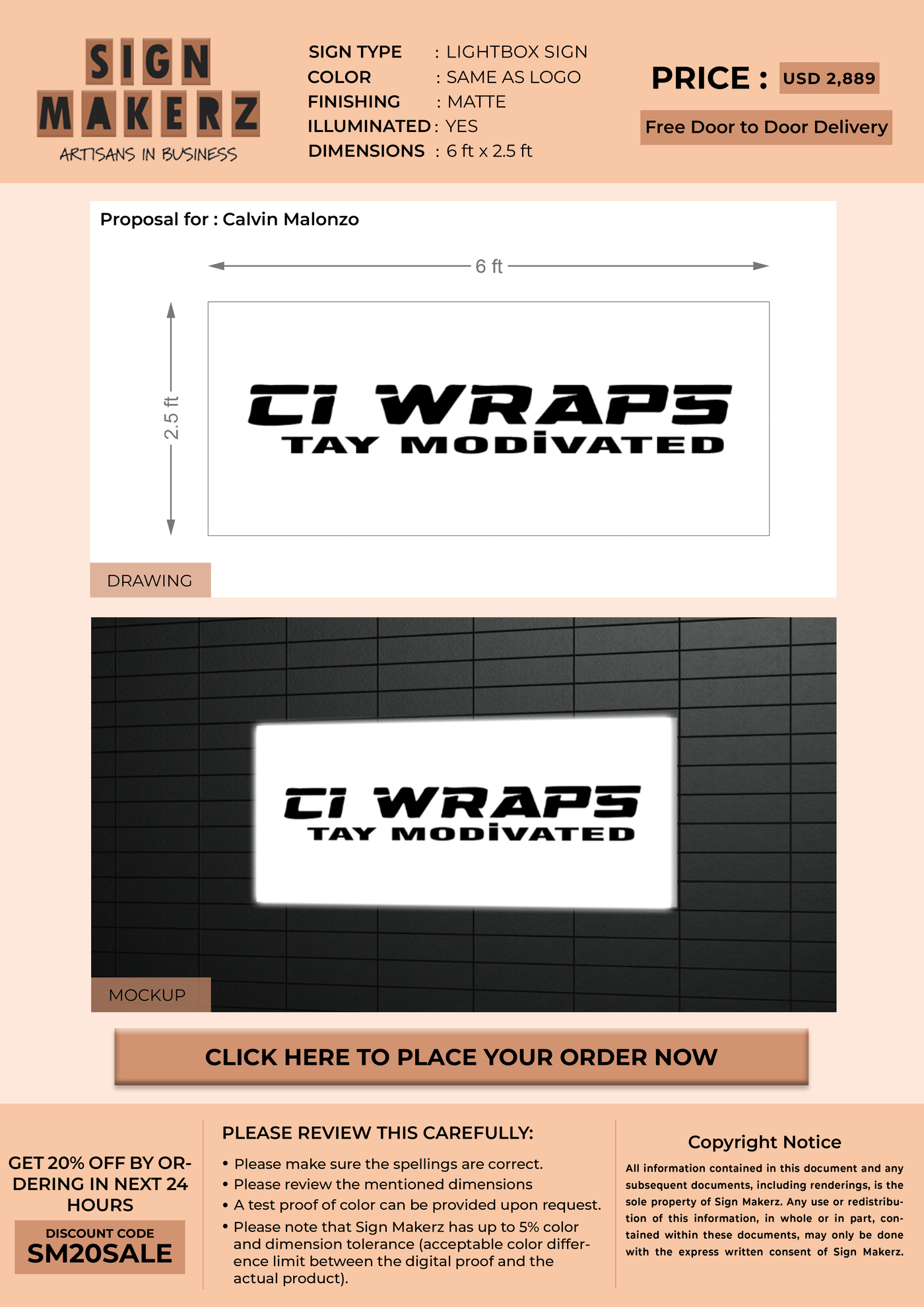 Light Box Sign for Calvin Malonzo