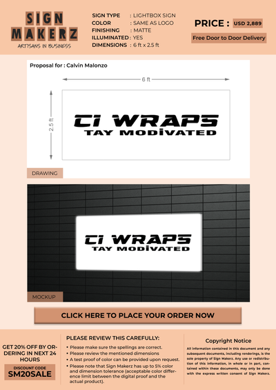 Light Box Sign for Calvin Malonzo