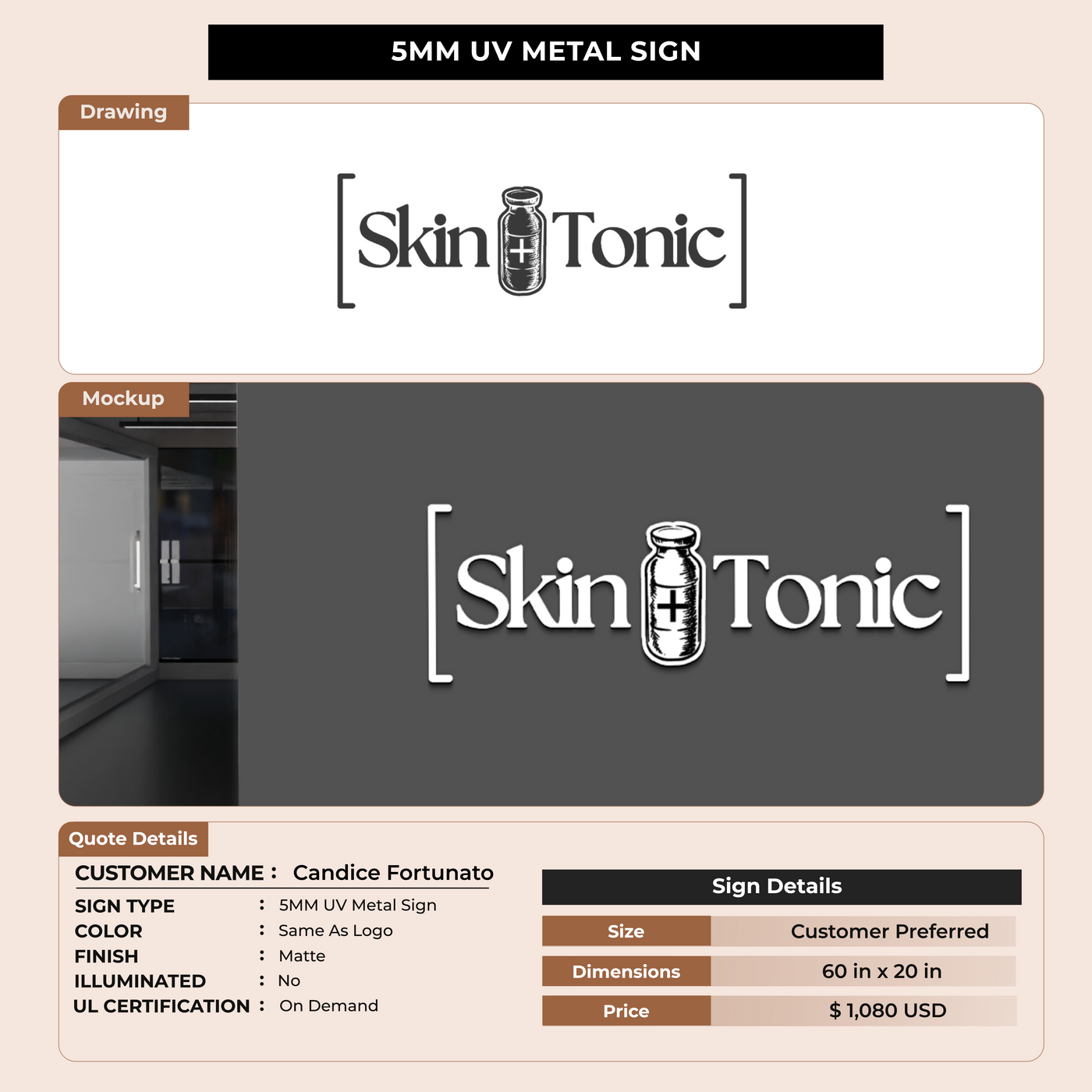 5mm metal sign for Candice Fortunato