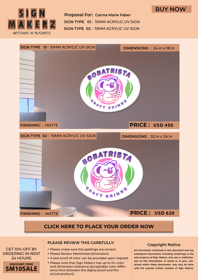 10mm acrylic sign for anna marie faber