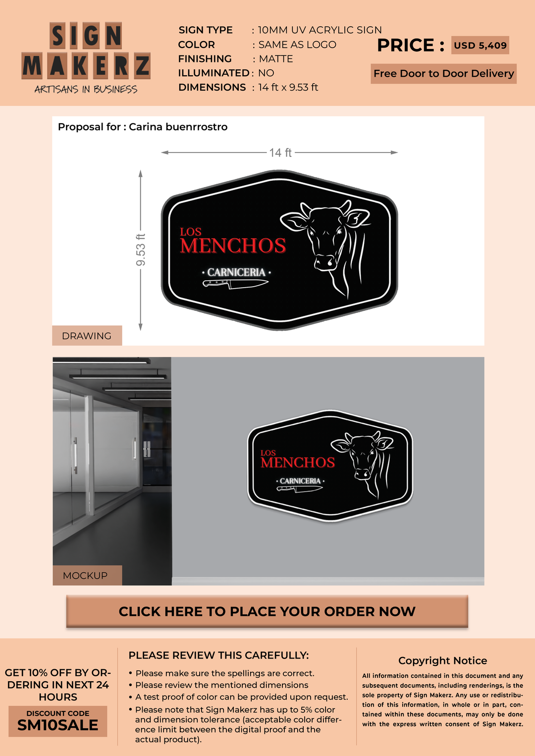 Business signage for Carina buenrrostro