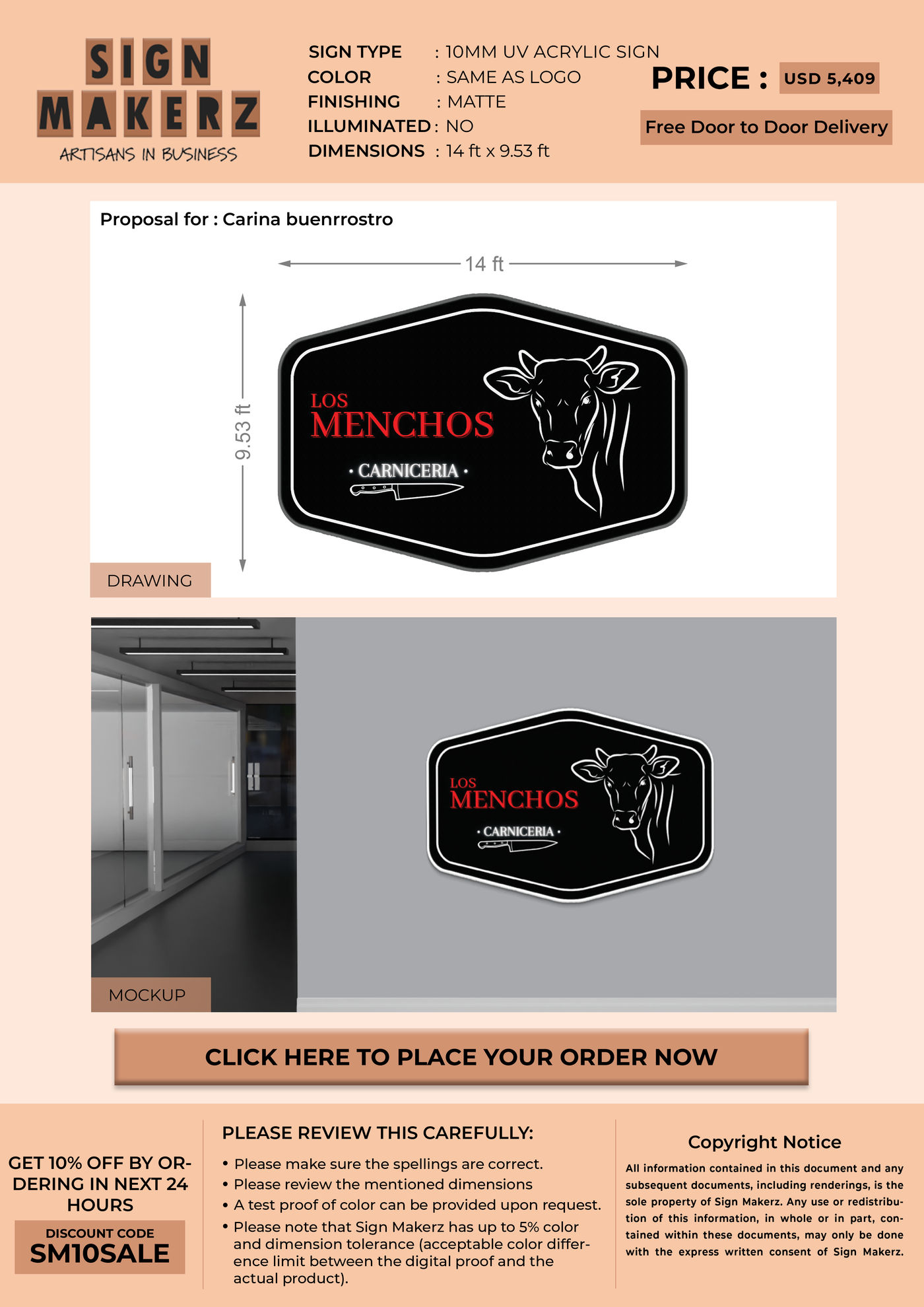 Business signage for Carina buenrrostro