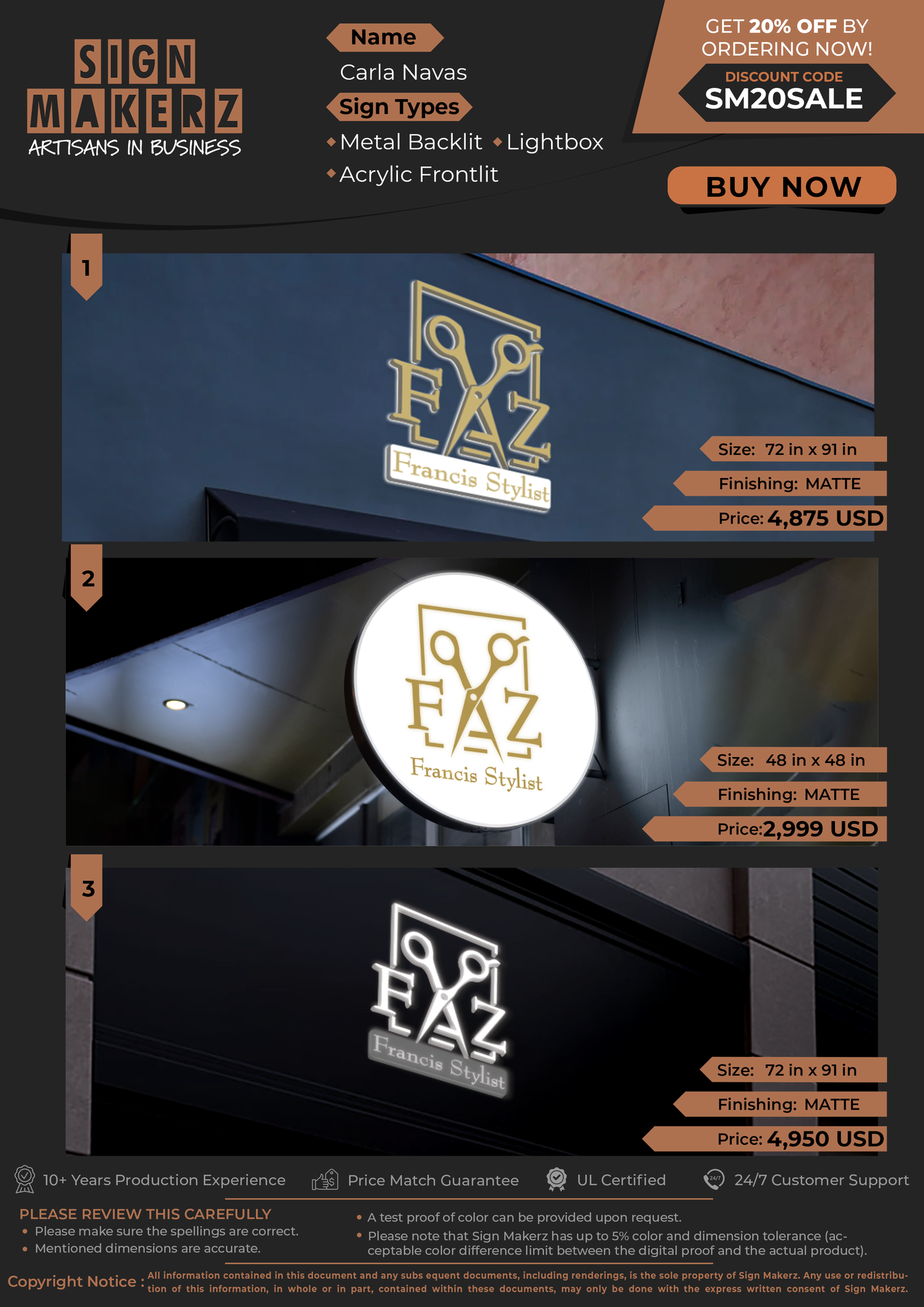 Business Signs for Carla Navas