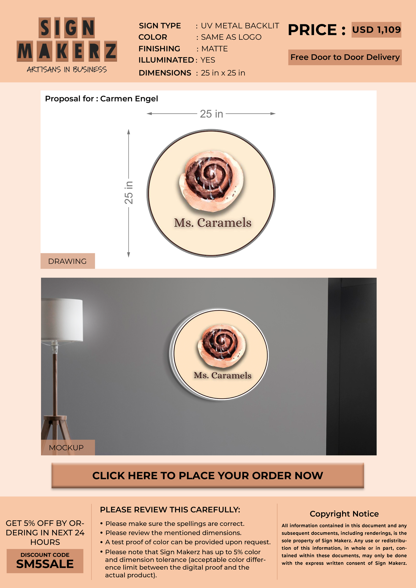 UV Metal Backlit Sign for Carmen Engel