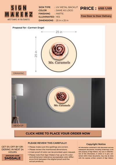 UV Metal Backlit Sign for Carmen Engel