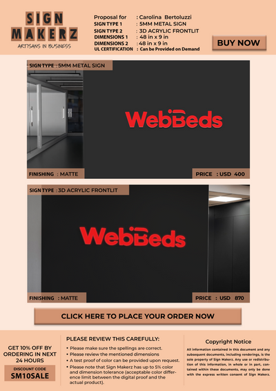 Business signage for Carolina  Bertoluzzi