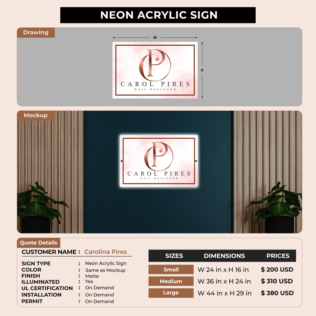 Neon Acrylic Sign for Carolina Pires