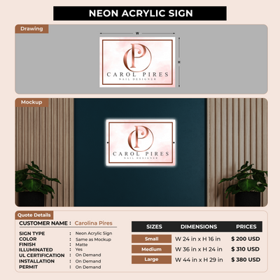 Neon Acrylic Sign for Carolina Pires