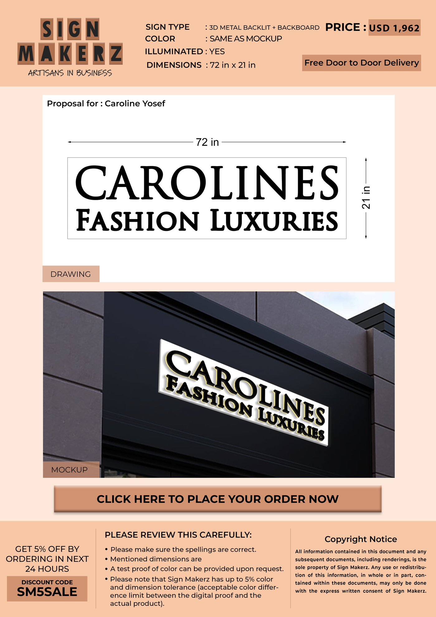Business Signs for Caroline Yosef