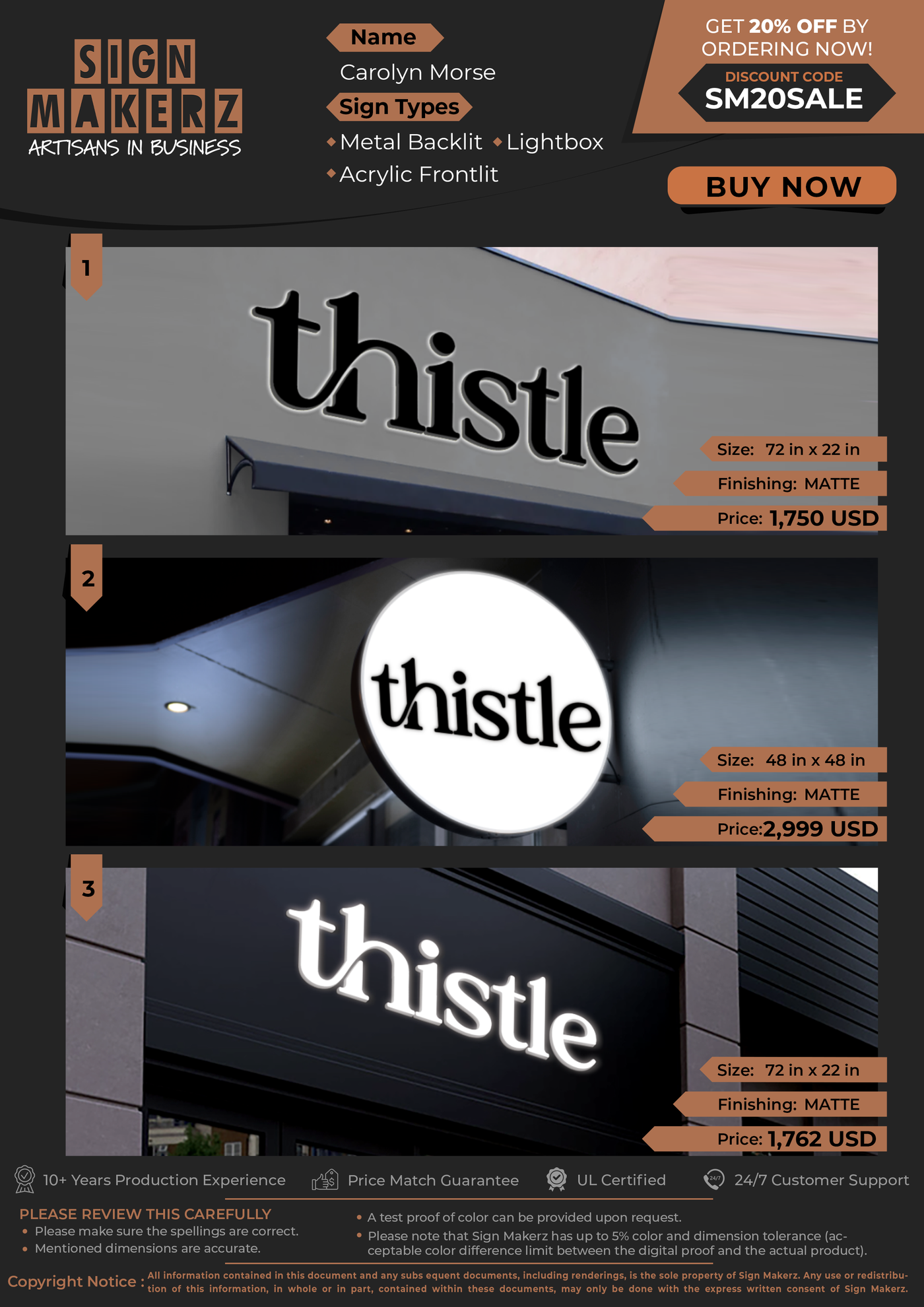 Business Signs for Carolyn Morse