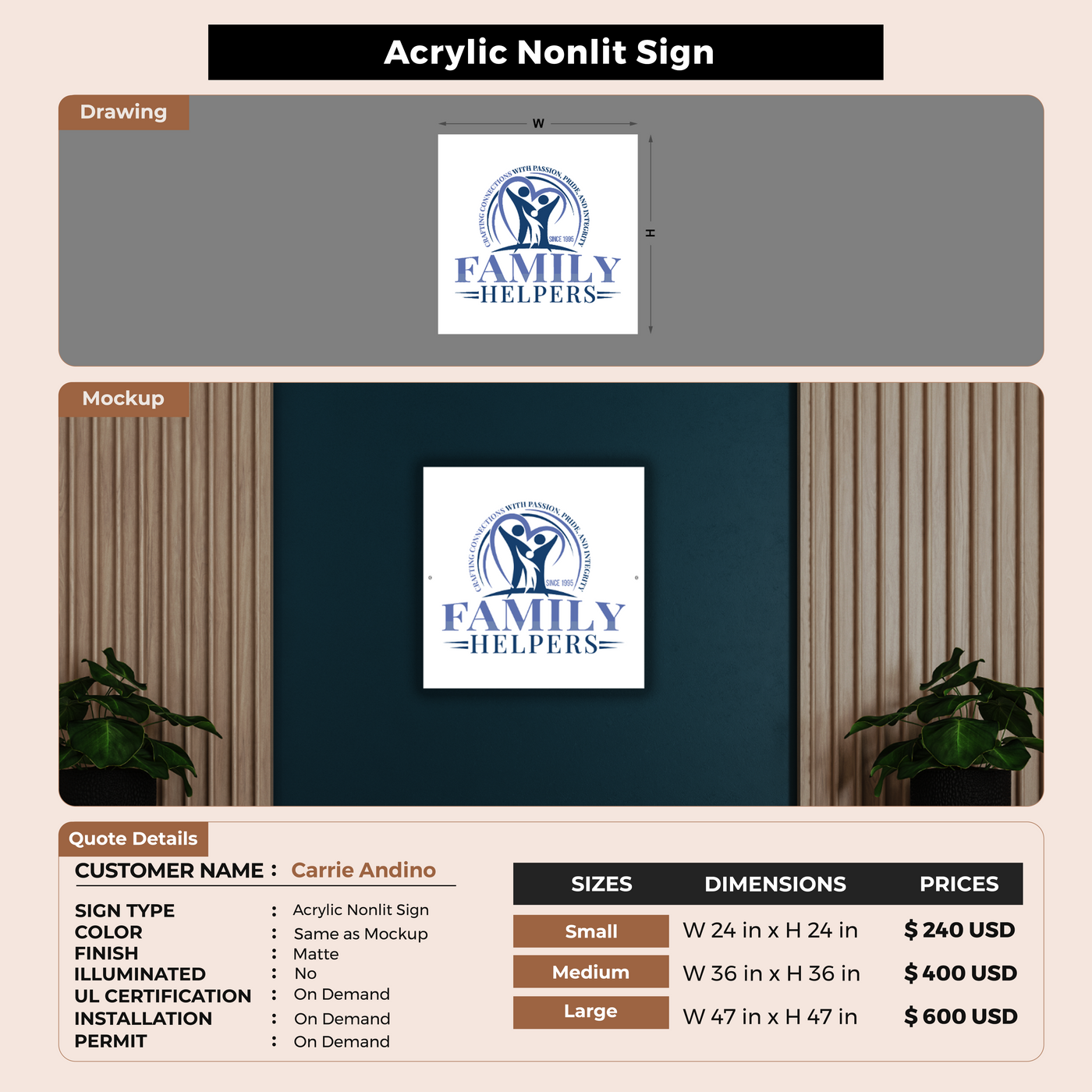 Custom Signs For Carrie Andino