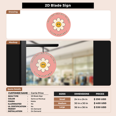 Business signage for Carrie Price