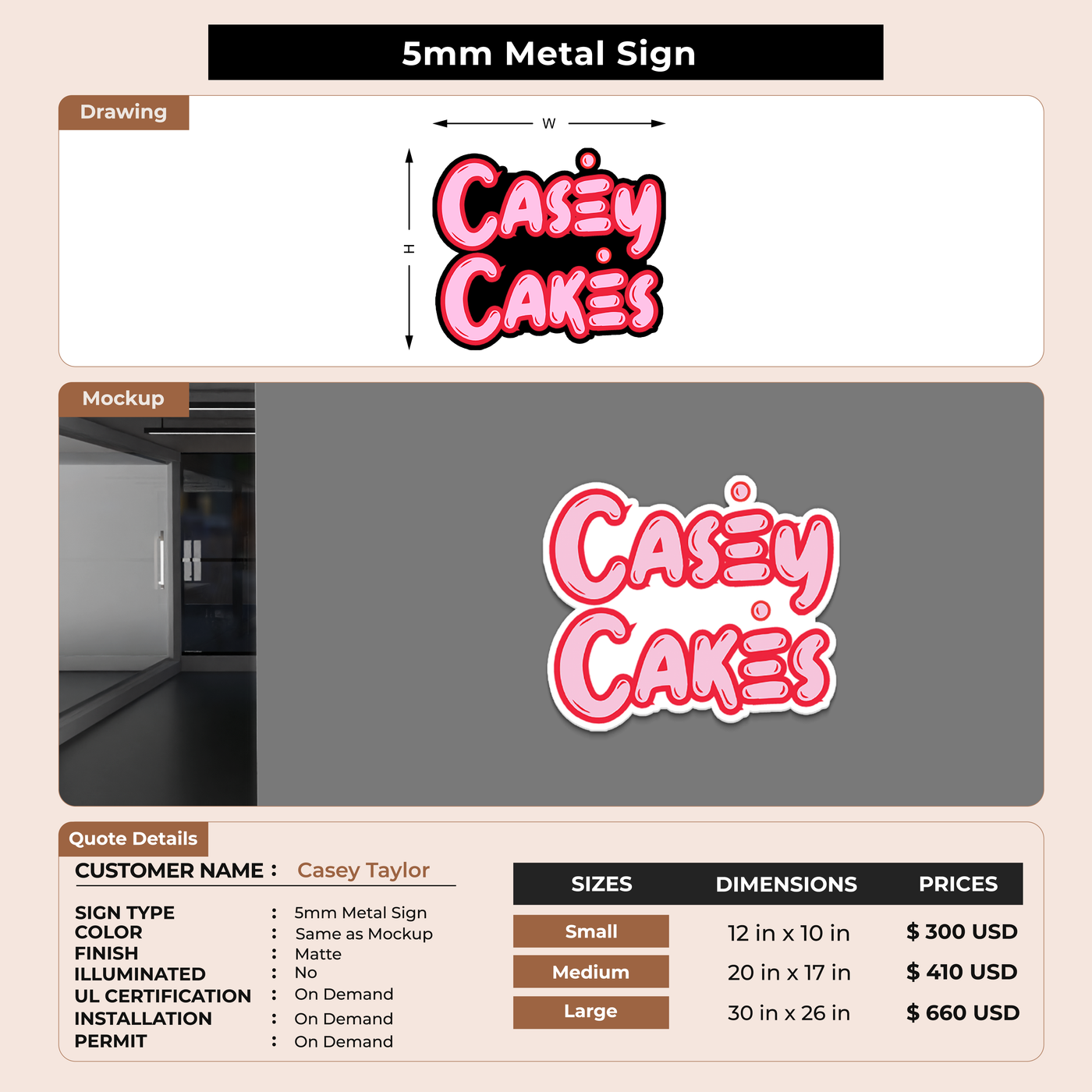 Business Signage for Casey Taylor