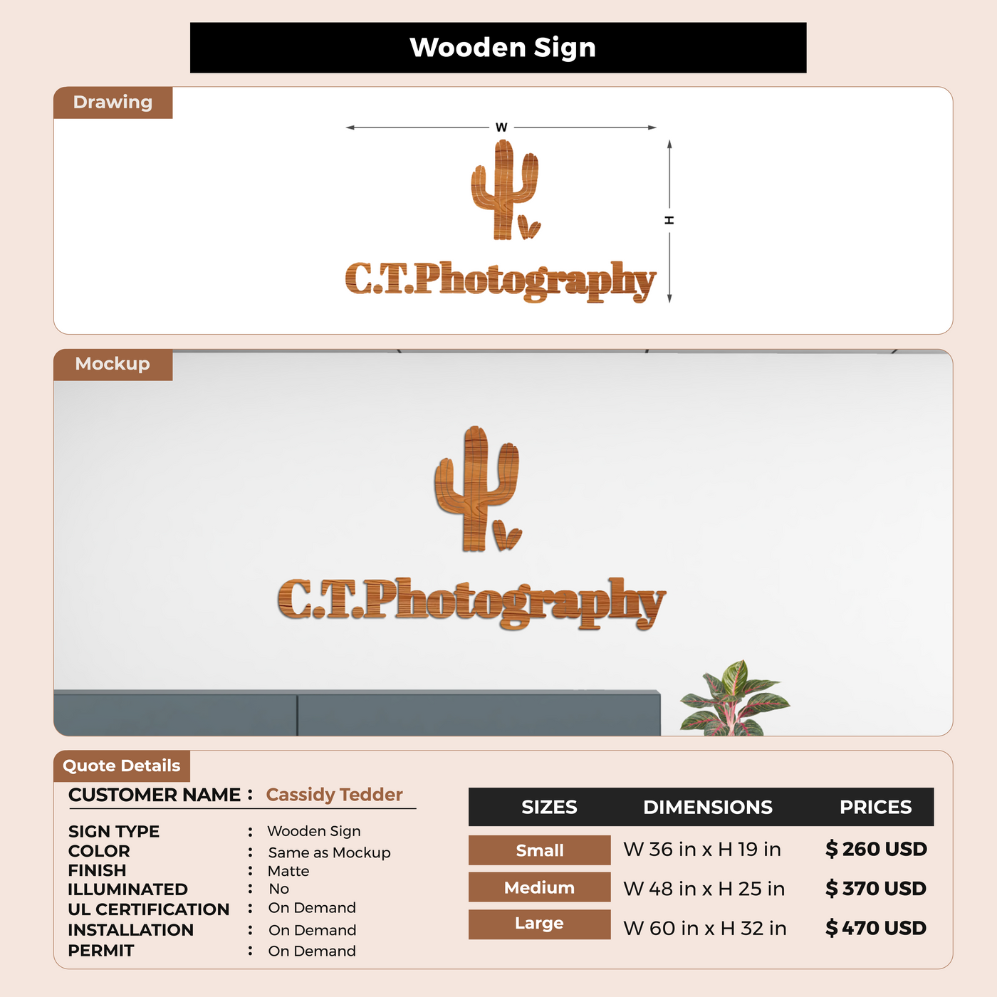 Wooden Sign For Cassidy Tedder