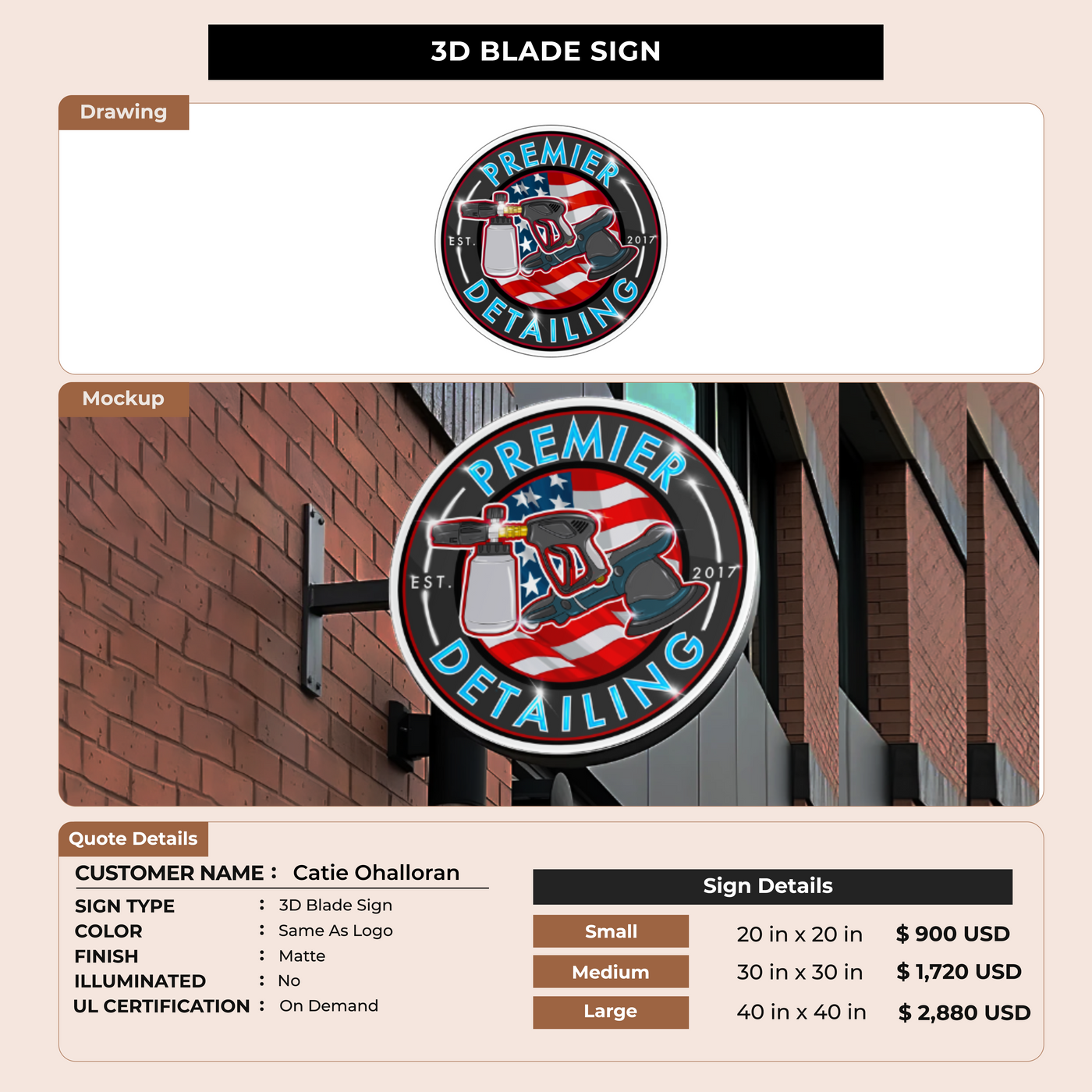 3D Blade Sign for Catie Ohalloran