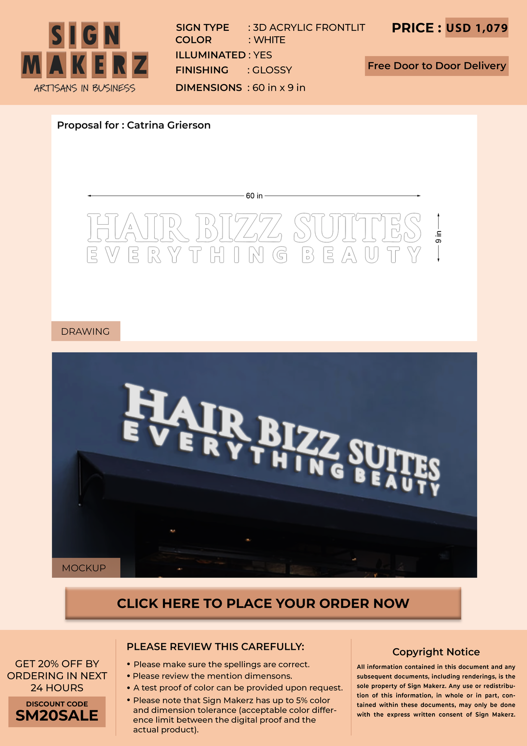 Business signage for Catrina Grierson