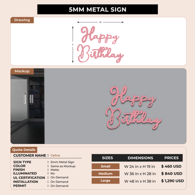 5mm Metal Sign For Celine
