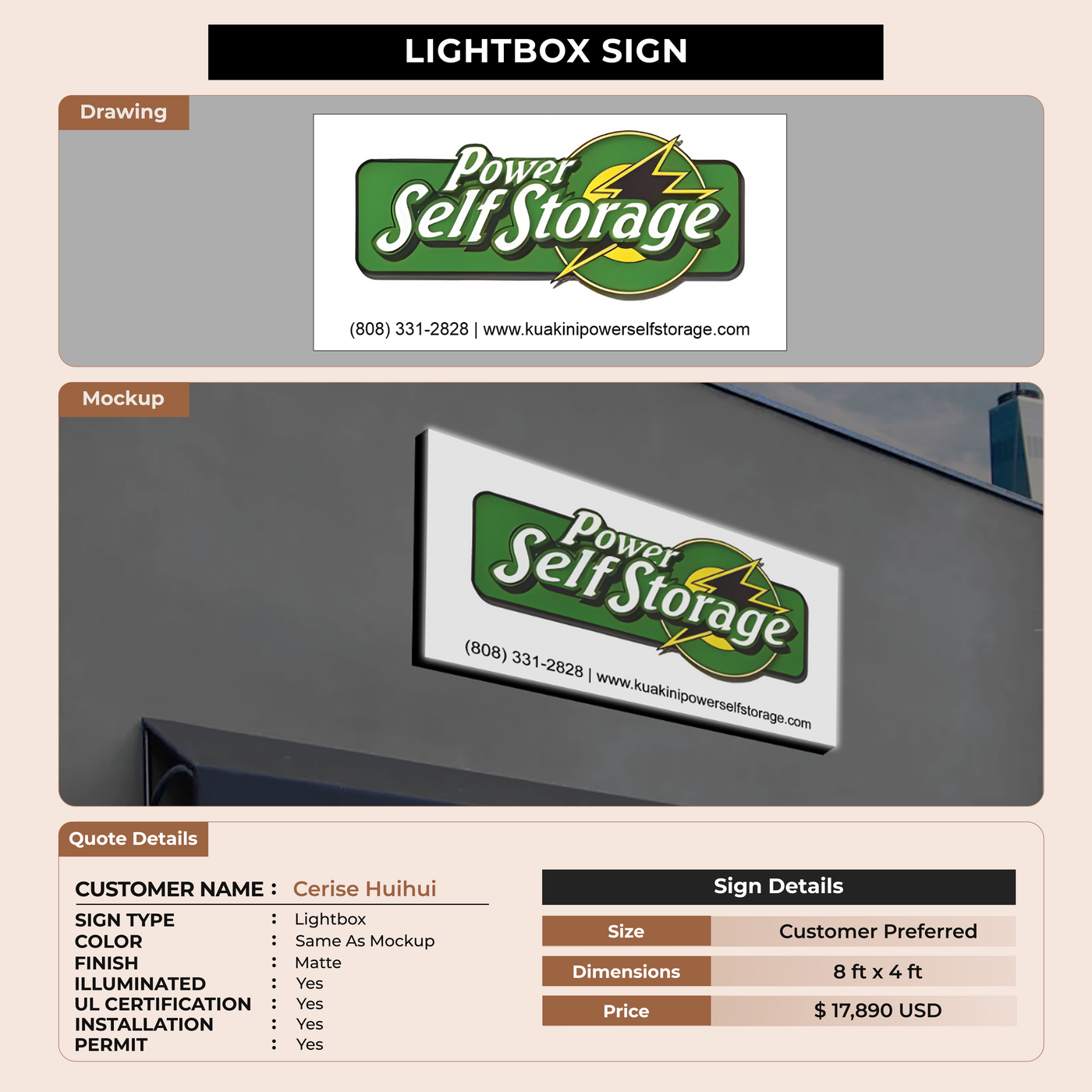 Business signage for Cerise Huihui