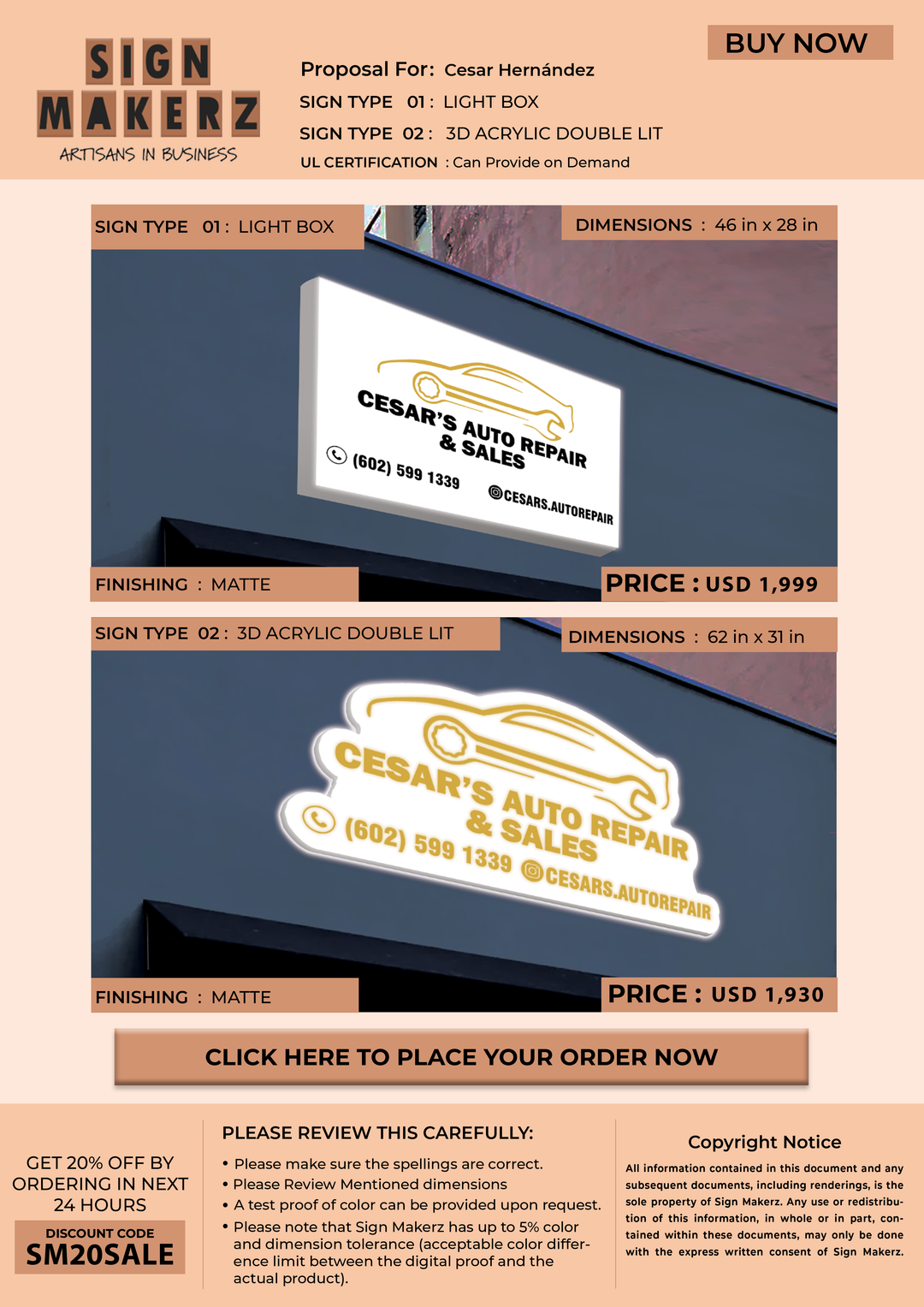 Business Signs for Cesar Hernández