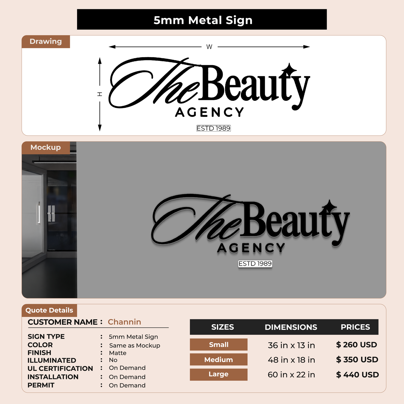 Business signage for Channin